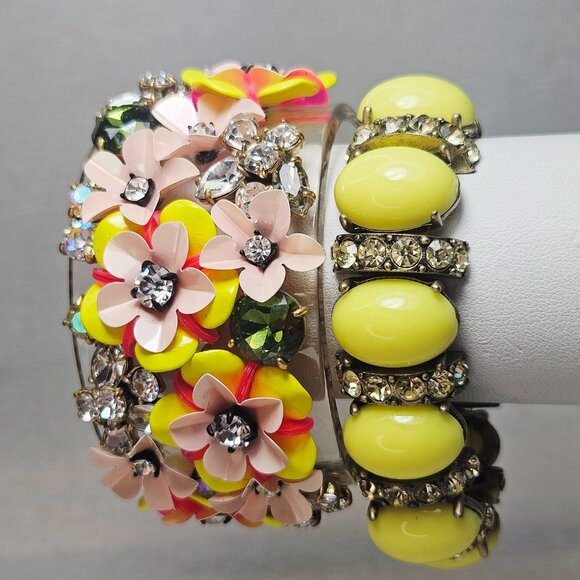 J. Crew FUN FLORAL AND CRYSTAL Lucite Cuff Bracelet - Picture 5 of 9